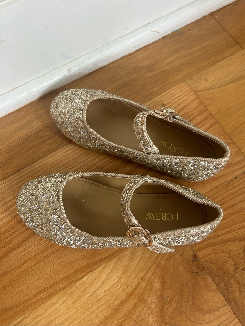 J. Crew Gold Glitter Mary Jane Shoes for Kids